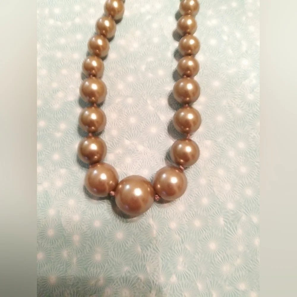 Creamy Taupe Faux Pearl Necklace